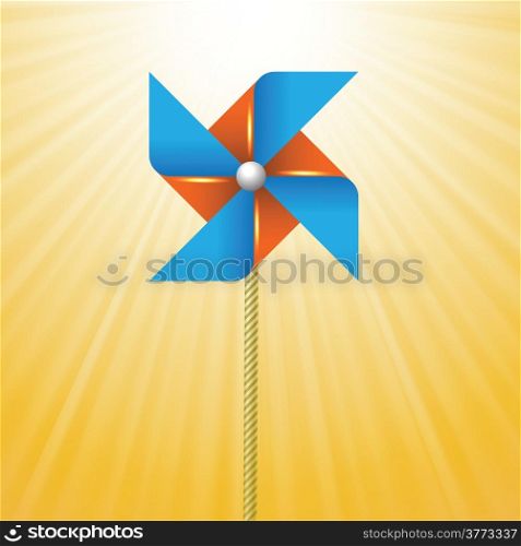 colorful illustration with windmill on sun background for your design