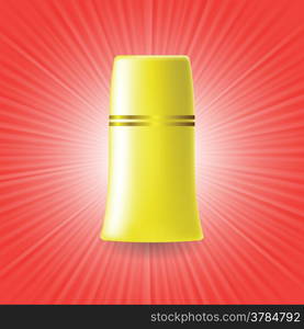 colorful illustration with yellow tube on a red wave background for your design