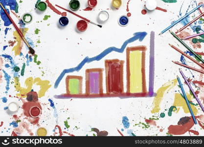 Colorful infographs on white background. Financial concept with colorful drawing of pie diagram