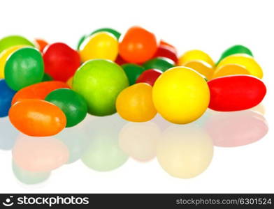 Colorful jelly beans isolated on a white background