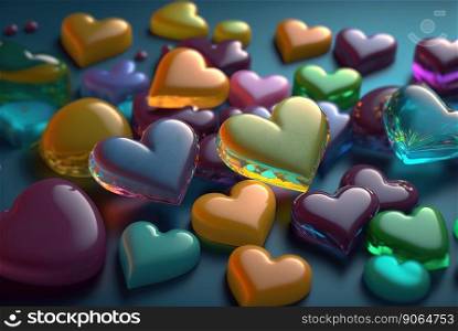 Colorful jelly candy hearts on background. Valentine’s day sweet card. Generative AI.. Colorful jelly candy hearts on background. Valentine’s day sweet card. Generative AI