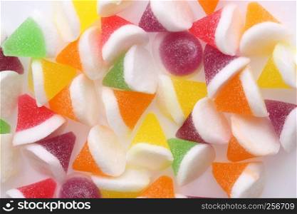 Colorful jelly candy isolated in white background