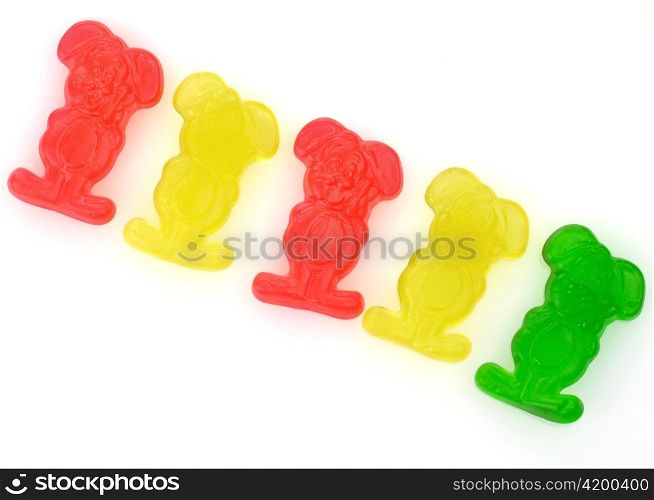 colorful jelly candy on a white background