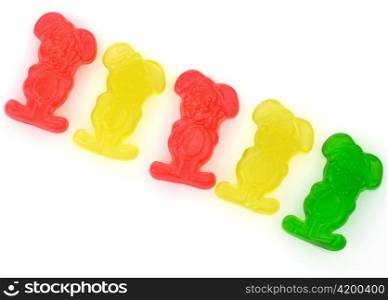 colorful jelly candy on a white background