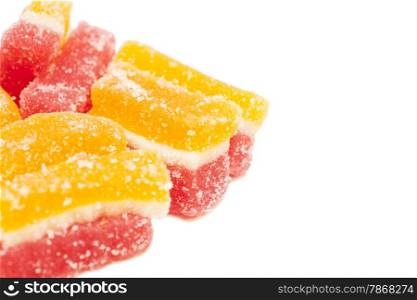 colorful jelly sugar candies isolated on white background