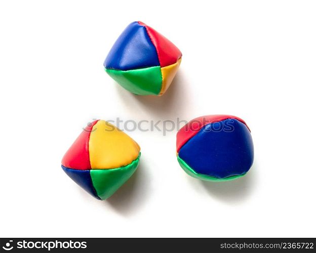 Colorful juggling balls isolated on white background. Colorful juggling balls isolated on white