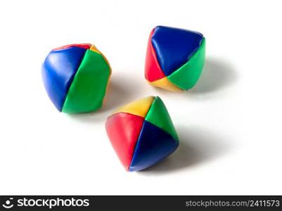 Colorful juggling balls isolated on white background. Colorful juggling balls isolated on white