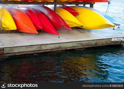 Colorful kayaks on Hood Canal pier