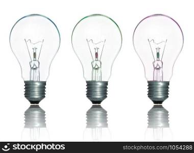 Colorful Lamp Light Bulbs Set Isolate on over white background