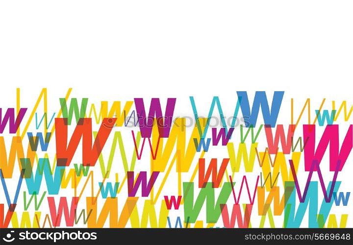 Colorful letter world wide web background texture with copy space