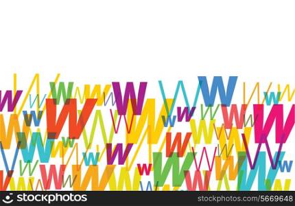Colorful letter world wide web background texture with copy space