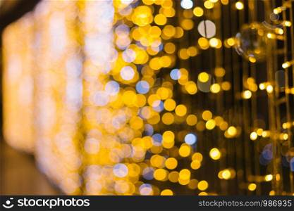 Colorful light Abstract circular bokeh of Christmas and happy new year background.