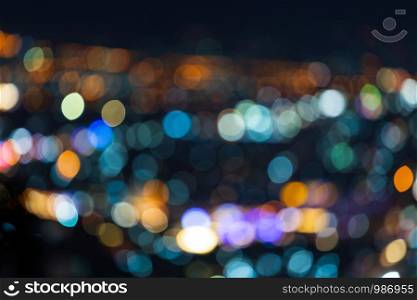 Colorful light Abstract circular bokeh of the city at night background.