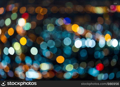 Colorful light Abstract circular bokeh of the city at night background.