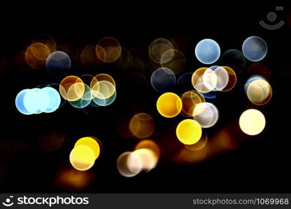 Colorful light circles in blur. Blurred background with light circles.