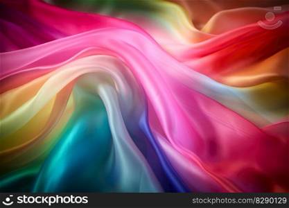 Colorful light transparent and translucent and smooth silk background created with generative AI technology