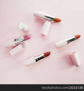 colorful lipsticks white tubes