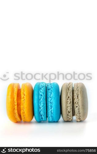 Colorful macaroon dessert. Colorful macaroon on white background , sweet dessert