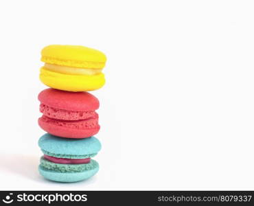 Colorful macaroon on a white background