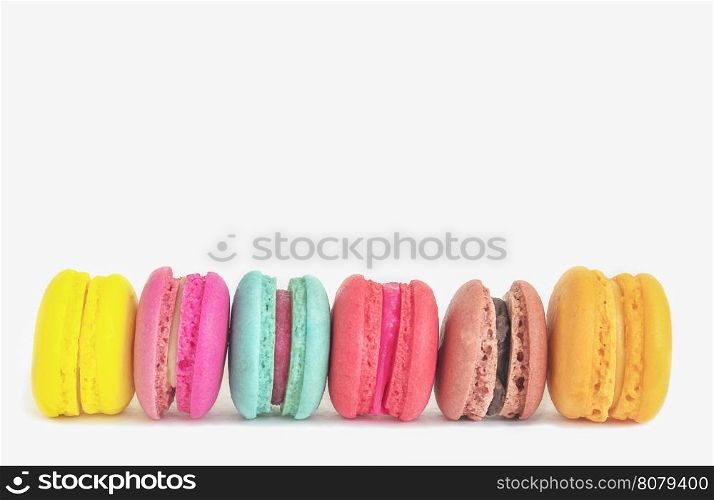 Colorful macaroon on a white background