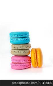 Colorful macaroon on white background , sweet dessert