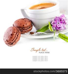 Colorful macaroons and coffee