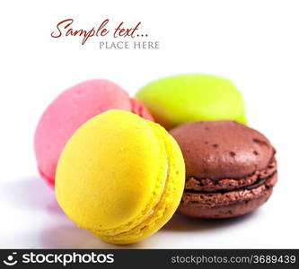 Colorful macaroons isolated on white background