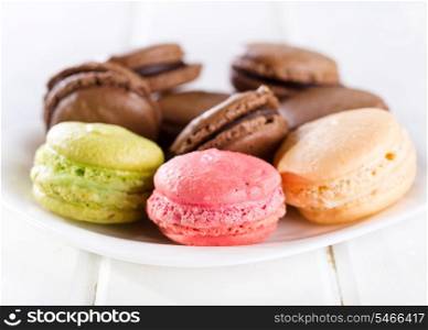 Colorful macaroons on a plate