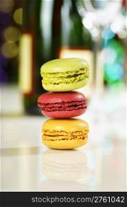 Colorful macaroons on s tree background