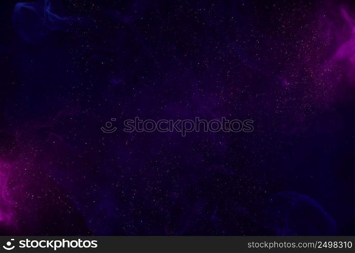Colorful magic cosmos clouds with glitter stardust abstract background