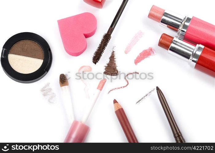 colorful makeup collection isolated