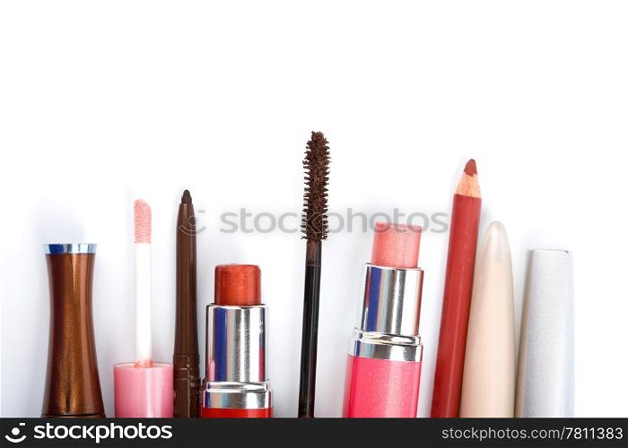 colorful makeup collection isolated