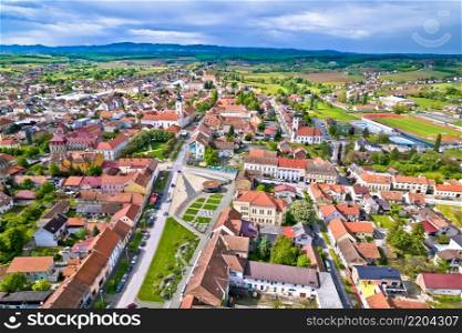 Colorful medieval town of Krizevci aerial view, Prigorje region of Croatia
