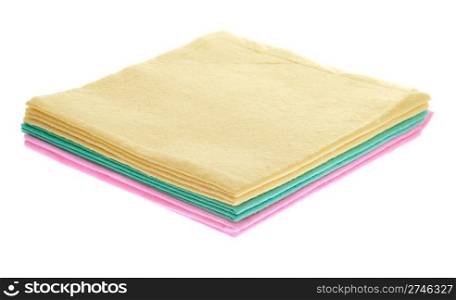 colorful microfibre cloths for housework isolated on white background