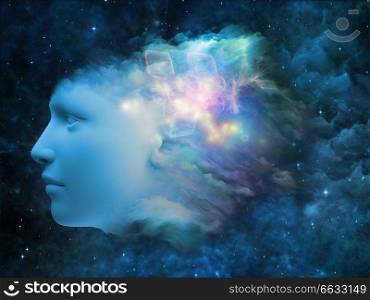 Colorful Mind series. Composition of  human head and fractal colors to serve as a supporting backdrop for projects on mind, dreams, thinking, consciousness and imagination
