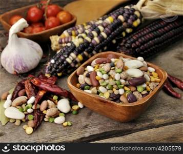Colorful Mix Of Beans, Lentil, Green And Yellow Peas