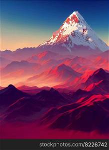 Colorful mountain top 3d illustrated