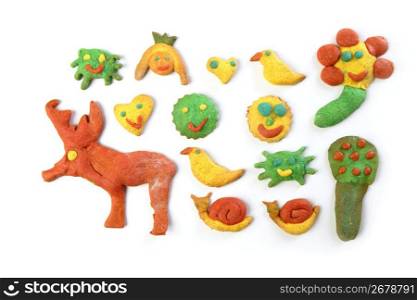 colorful multicolor funny biscuits shapes white background