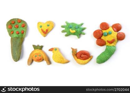 colorful multicolor funny biscuits shapes white background