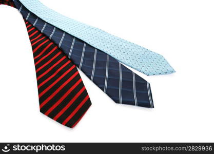 Colorful neckties isolated on white background.