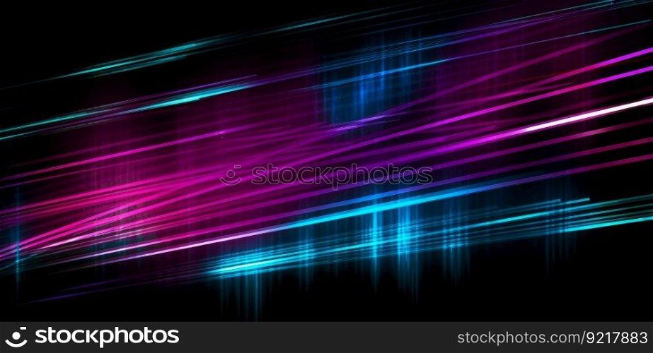 Colorful neon line background. Illustration Generative AI 