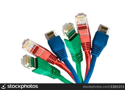 Colorful network cables isolated on white background