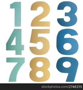 colorful numbers collection from 1 to 9 isolated on white background