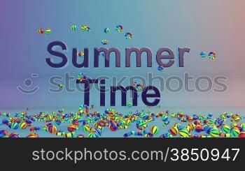 Colorful Objects Falling and Summer Time text
