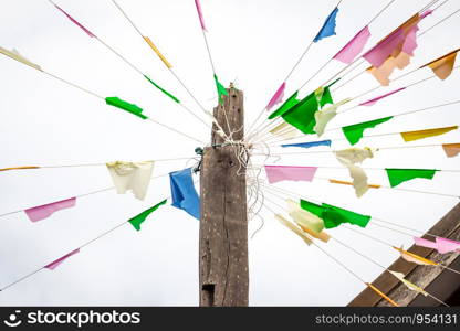 Colorful of the flag of the ancient festival of Thailand.