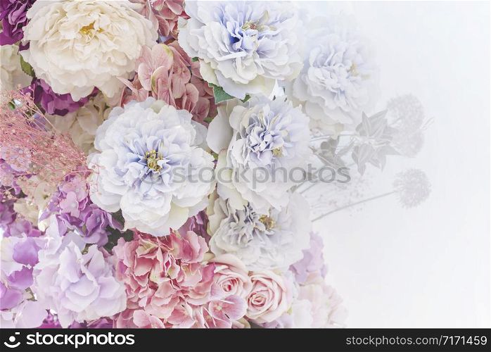 colorful of the plastic flowers bouquet , soft of focus. colorful of the plastic flowers