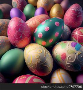 Colorful Painted Easter Eggs Background