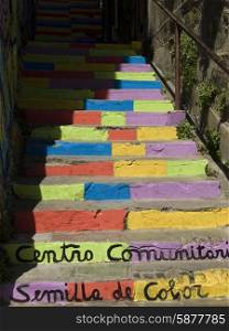 Colorful painted stairway, Valparaiso, Chile