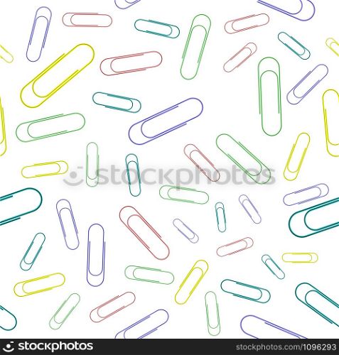 Colorful Paper Clip Seamless Pattern Isolated on White Background. Office Supplies Texture.. Colorful Paper Clip Seamless Pattern Isolated on White Background. Office Supplies Texture