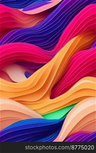 Colorful paper wave background design 3d illustrated